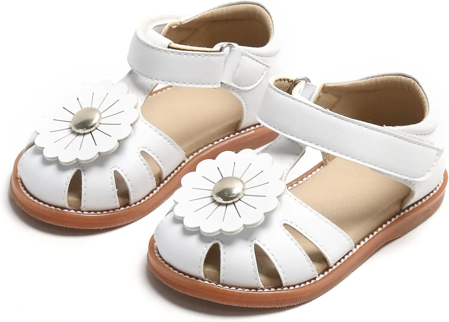 Otter MOMO Girls Open Toe Princess Flat Sandals with Comfort Sole Summer Sandals