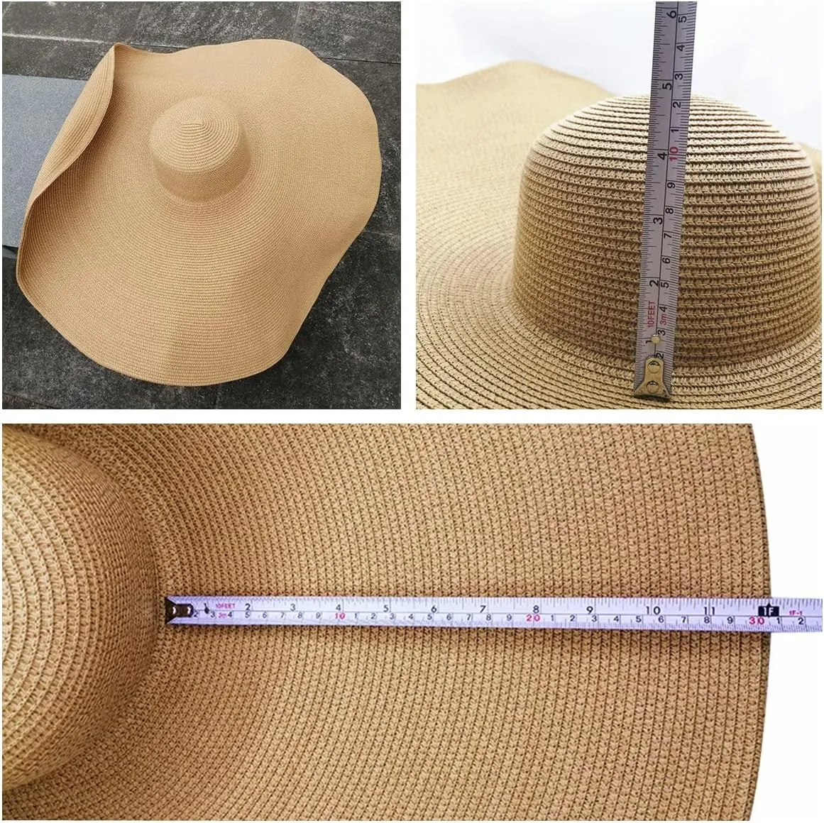 Oversized Beach Straw Hats for Women Floppy, Extra Large Sun Visor Hat Wide Brim Summer Roll Up Big Beach Hat Women Foldable