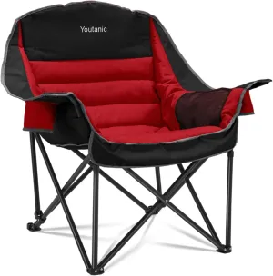Oversized Camping Chair, Portable Folding Camping Chairs with Side Pocket, Cup Holder and Carry Bag, Heavy Duty Outdoor Camping Chairs for Adults, Fishing, Sports, Trip, up to 400lbs, Style 5