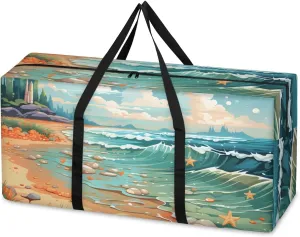 Oversized Moving Bags Beach Ocean Waves Waterproof Storage Totes Large Storage Bags for Clothes Packing Bags for Moving Travel & Clothes Storage