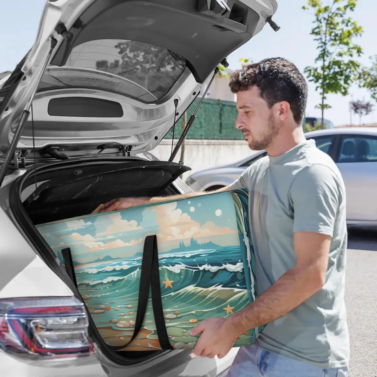 Oversized Moving Bags Beach Ocean Waves Waterproof Storage Totes Large Storage Bags for Clothes Packing Bags for Moving Travel & Clothes Storage
