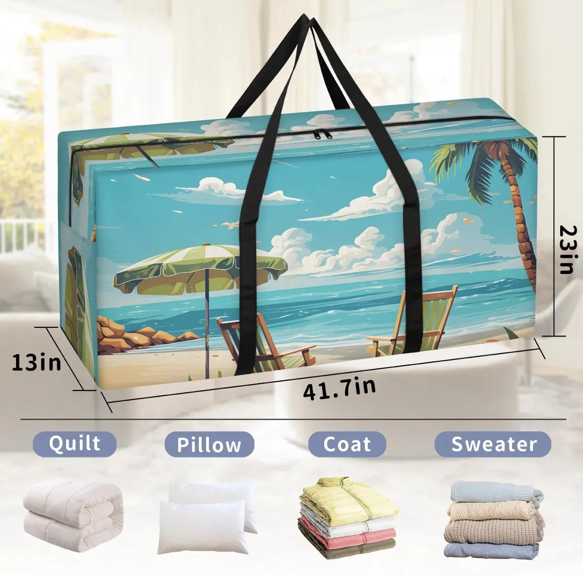 Oversized Moving Bags Beach Time Leisure Waterproof Storage Totes Large Storage Bags for Clothes Packing Bags for Moving Travel & Clothes Storage