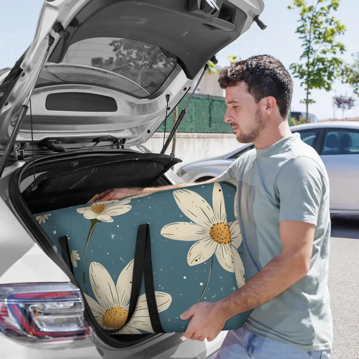 Oversized Moving Bags Daisy Foral Printed Waterproof Storage Totes Large Storage Bags for Clothes Packing Bags for Moving Travel & Clothes Storage