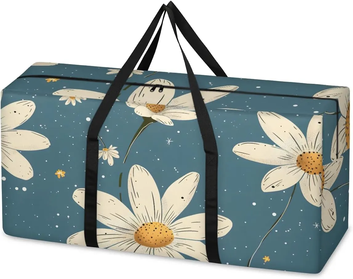 Oversized Moving Bags Daisy Foral Printed Waterproof Storage Totes Large Storage Bags for Clothes Packing Bags for Moving Travel & Clothes Storage