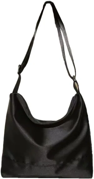 Oxford Cloth Crossbody Bag for Men & Women Black Casual Shoulder Bag Large Tote Bag with Top Zipper Mens Messenger Bag Purse