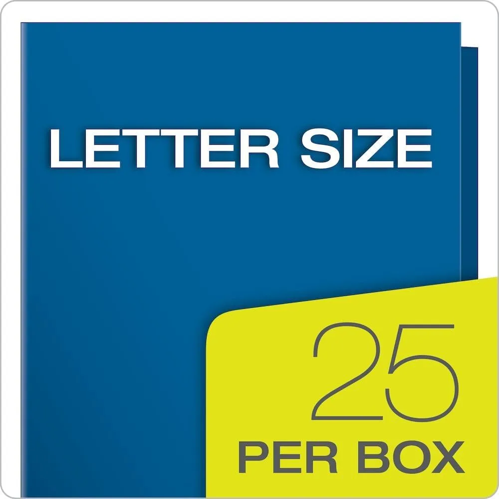 Oxford Laminated Twin-Pocket Folders, Letter Size, Blue, Holds 100 Sheets, Box of 25 (51701EE)