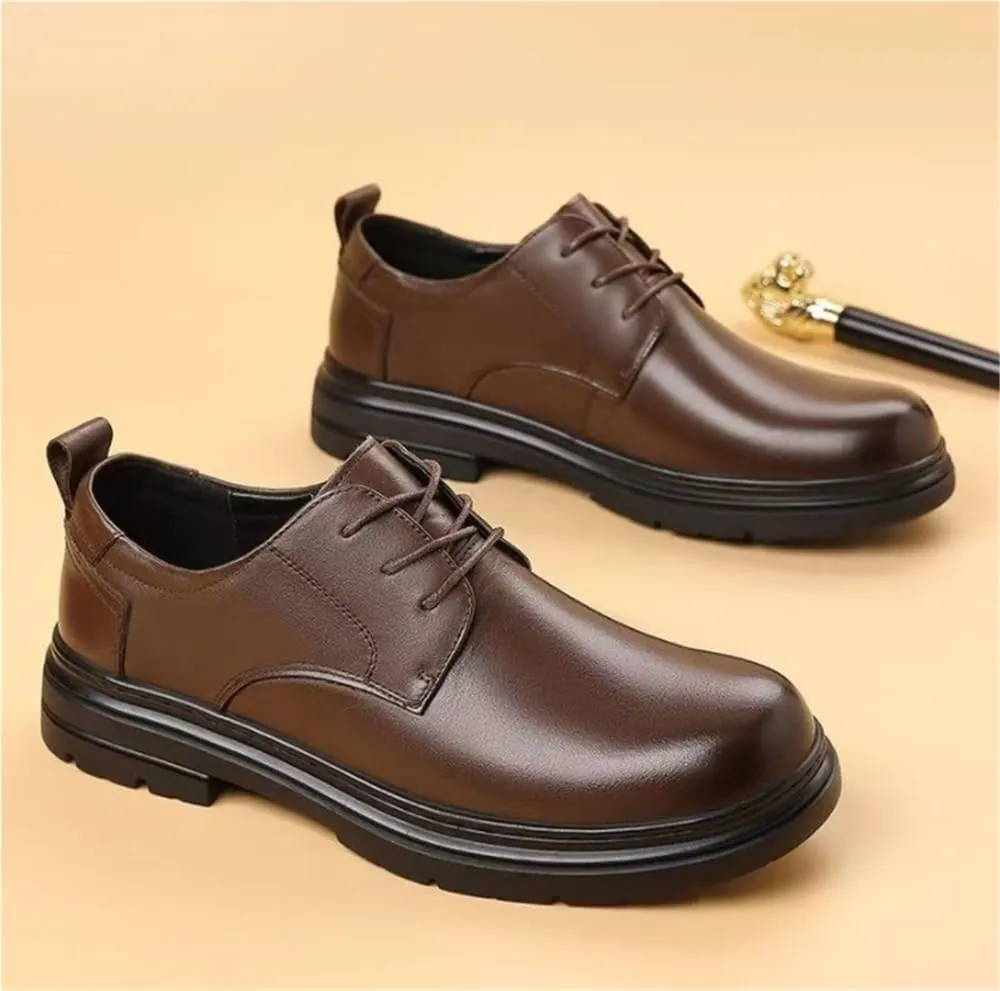 Oxford Style Formal Classic Lace Up Lug Sole Dress Shoes Slip Resistant Low Top for Wedding Office Business