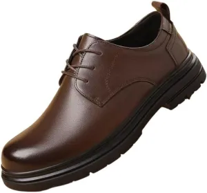Oxford Style Formal Classic Lace Up Lug Sole Dress Shoes Slip Resistant Low Top for Wedding Office Business