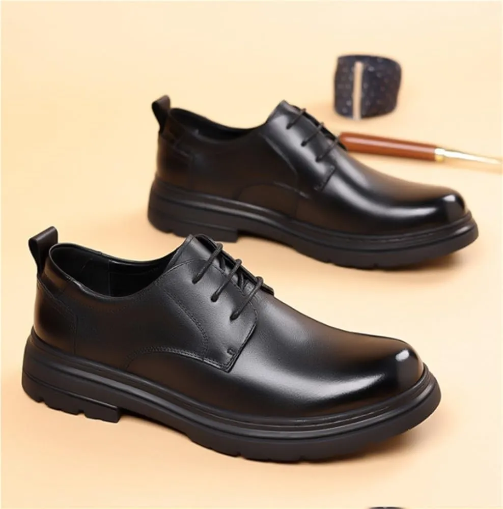 Oxford Style Formal Classic Lace Up Lug Sole Dress Shoes Slip Resistant Low Top for Wedding Office Business