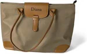 Personalized Waterproof Large Oxford Tote Handbag with Embroidered Initial Ribbon Name Customizable Shoulder Bag for Women