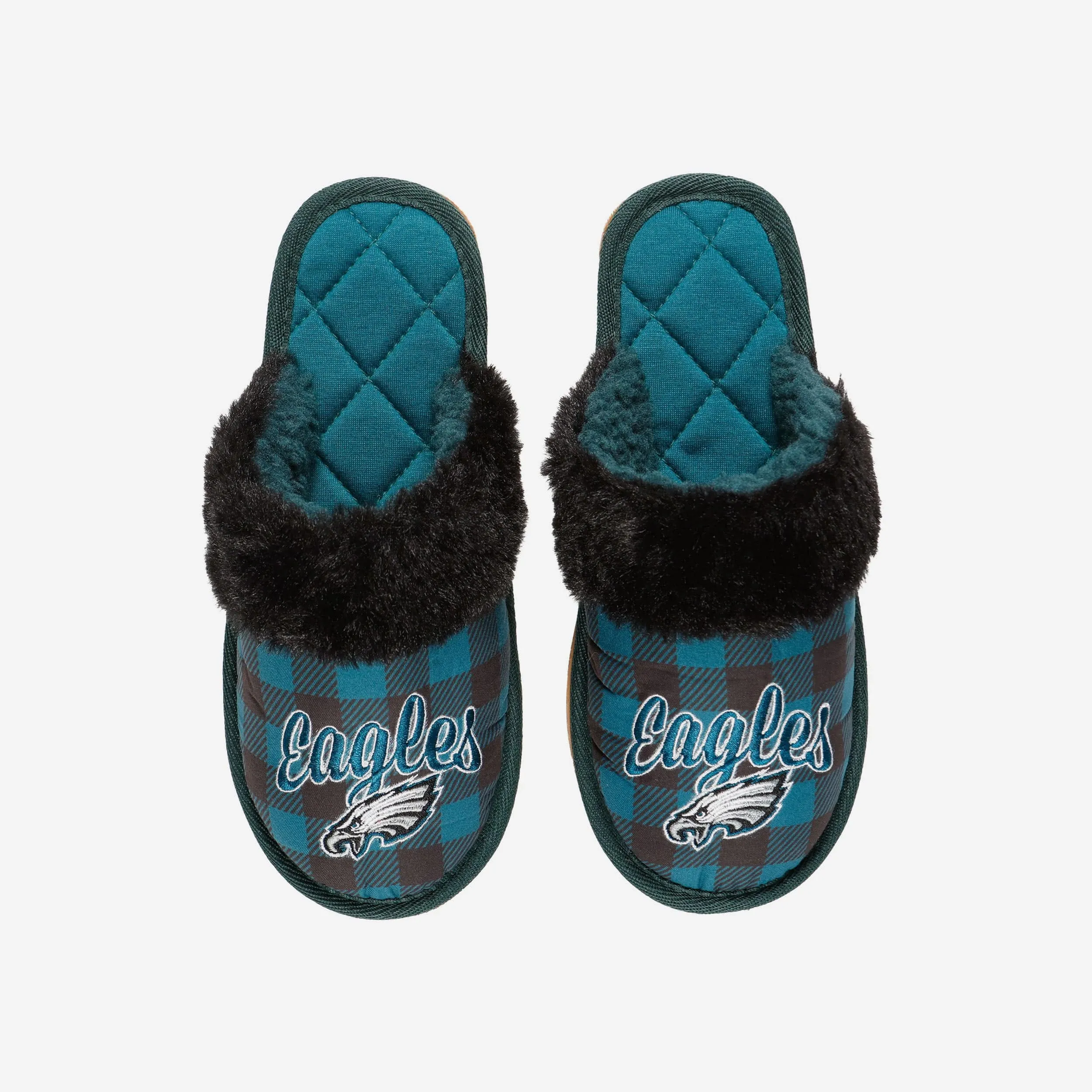 Philadelphia Eagles Womens Plaid Sherpa Mule Slipper