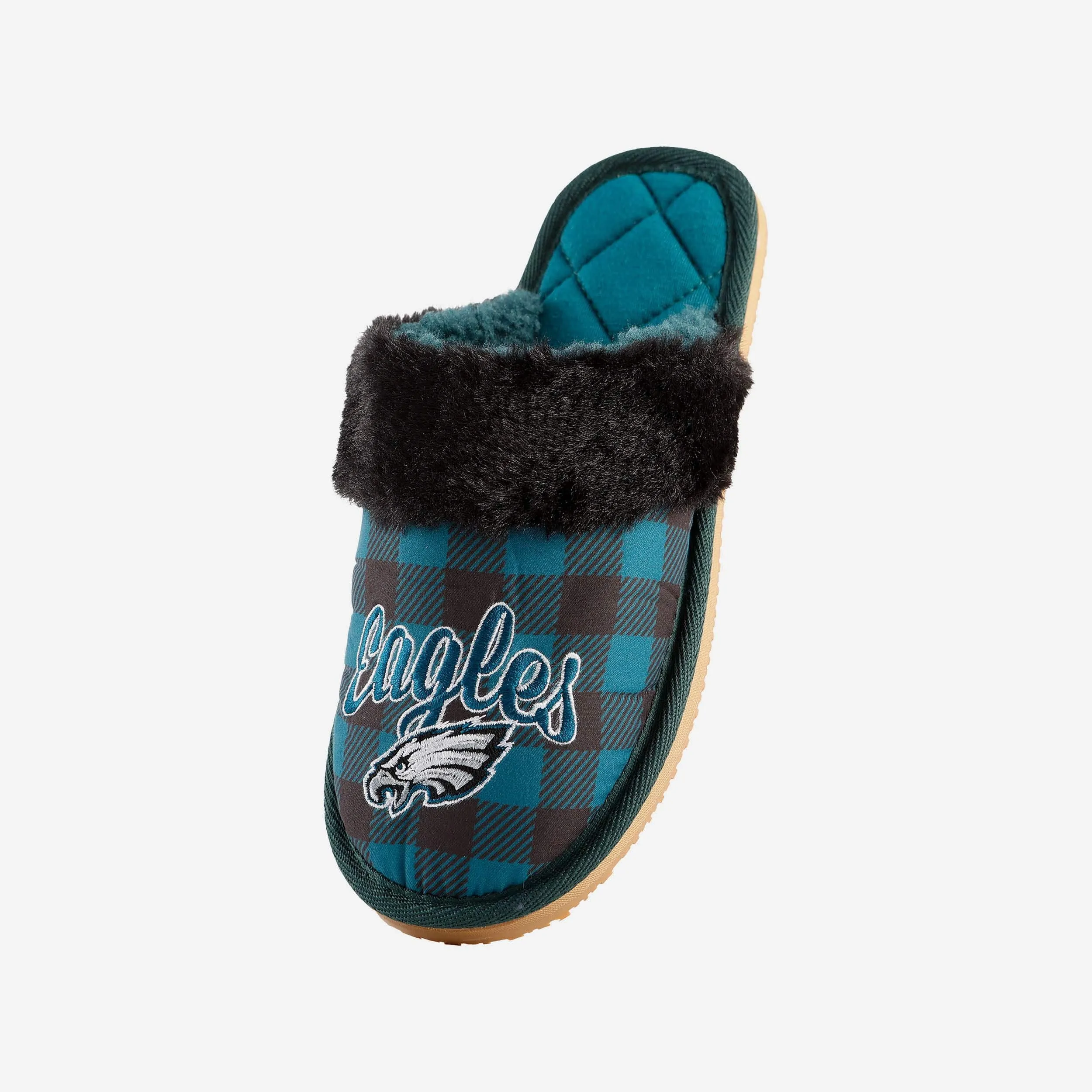 Philadelphia Eagles Womens Plaid Sherpa Mule Slipper
