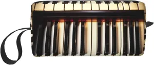 Piano Keys with Musical Notes print Multi-Purpose Cosmetic Bag with Zipper Canvas Makeup Bag, Travel Toiletry Pouch, Pencil Bag