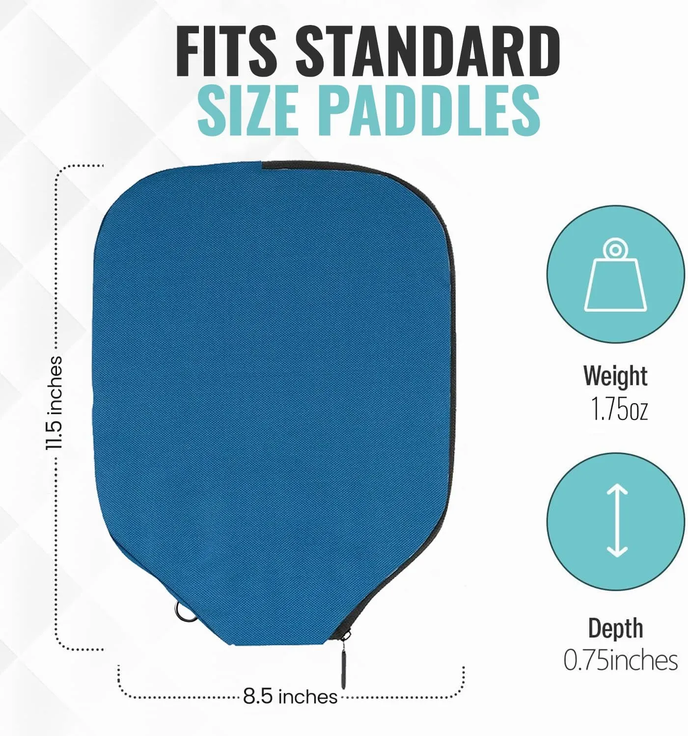 Pickleball Paddle Sleeve | Canvas Cover with Padding and Zipper | Protective Paddle Case for Rackets | Lightweight Pickleball Holder for Storage | Cover Only | Elongated & Standard Size