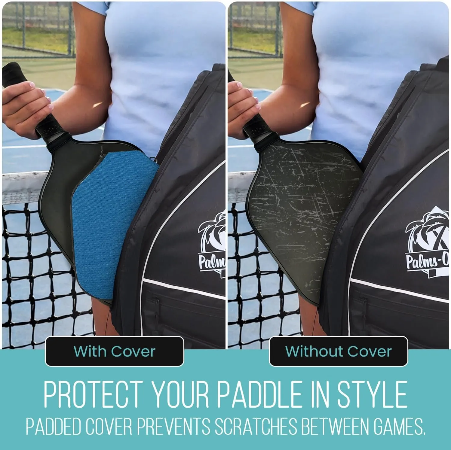 Pickleball Paddle Sleeve | Canvas Cover with Padding and Zipper | Protective Paddle Case for Rackets | Lightweight Pickleball Holder for Storage | Cover Only | Elongated & Standard Size