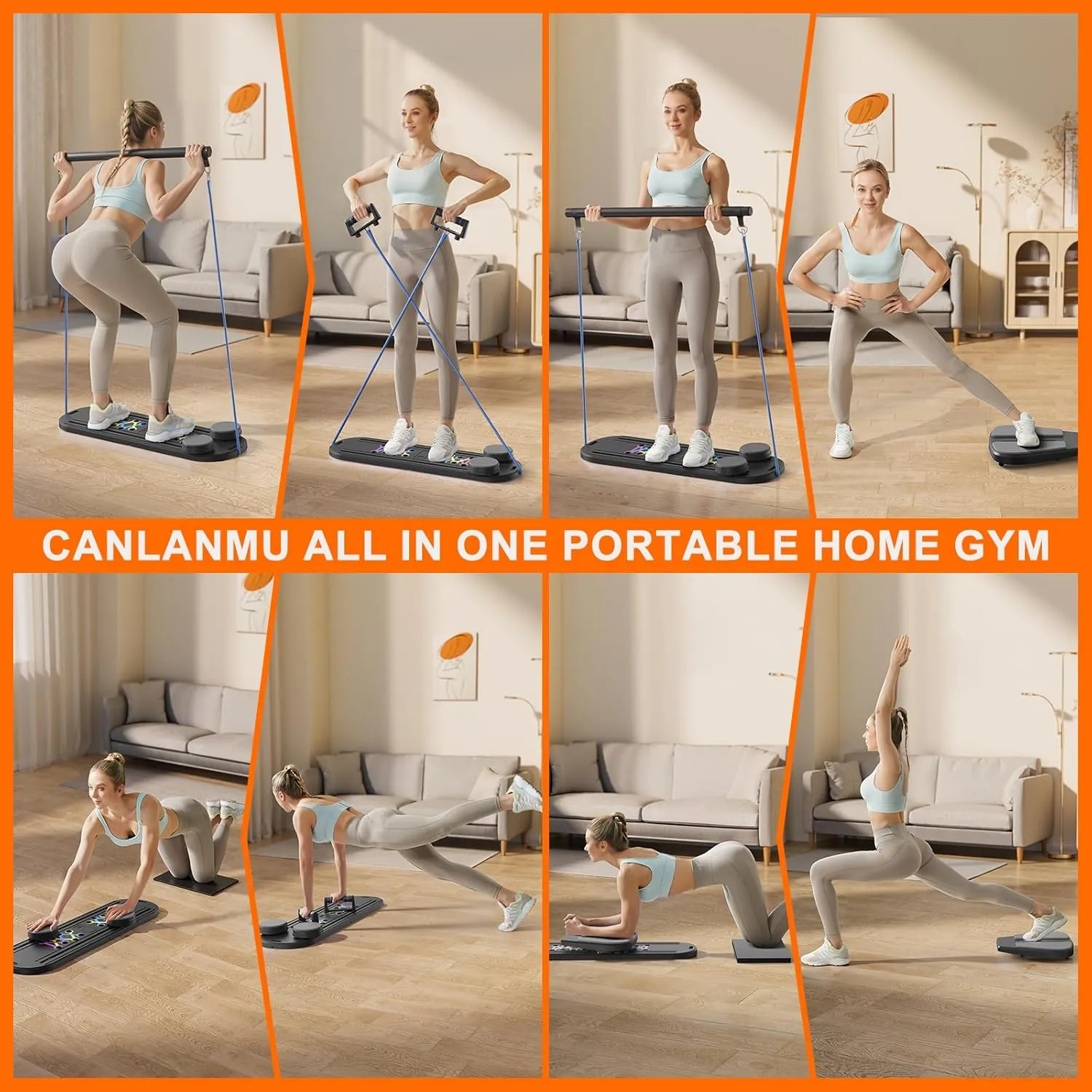 Pilates Board,Pilates Reformer Sets, Multifunctional Abdominal Pilates Board for Home Workout Equipment, Portable Foldable Ab Board Trainer Pilates Exercise Machine, Pilates Reformer Board for Women