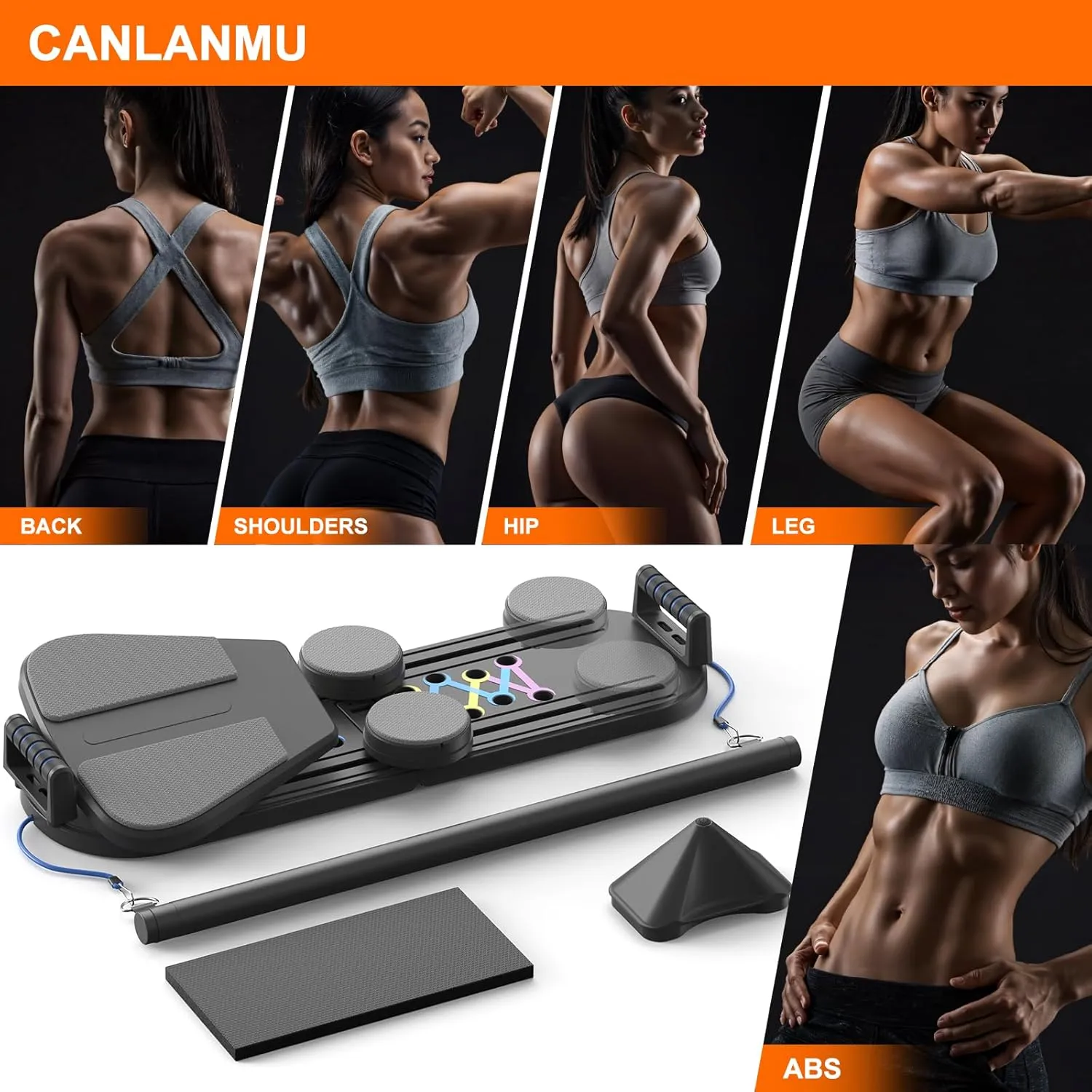 Pilates Board,Pilates Reformer Sets, Multifunctional Abdominal Pilates Board for Home Workout Equipment, Portable Foldable Ab Board Trainer Pilates Exercise Machine, Pilates Reformer Board for Women