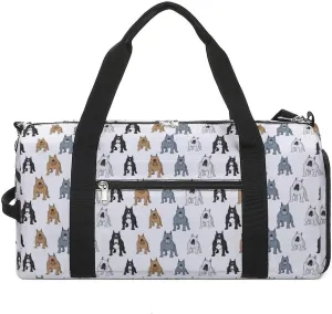 Pitbull Dog Icons Fitness Large Gym Bag for Unisex with Shoe Compartment & Wet Pocket