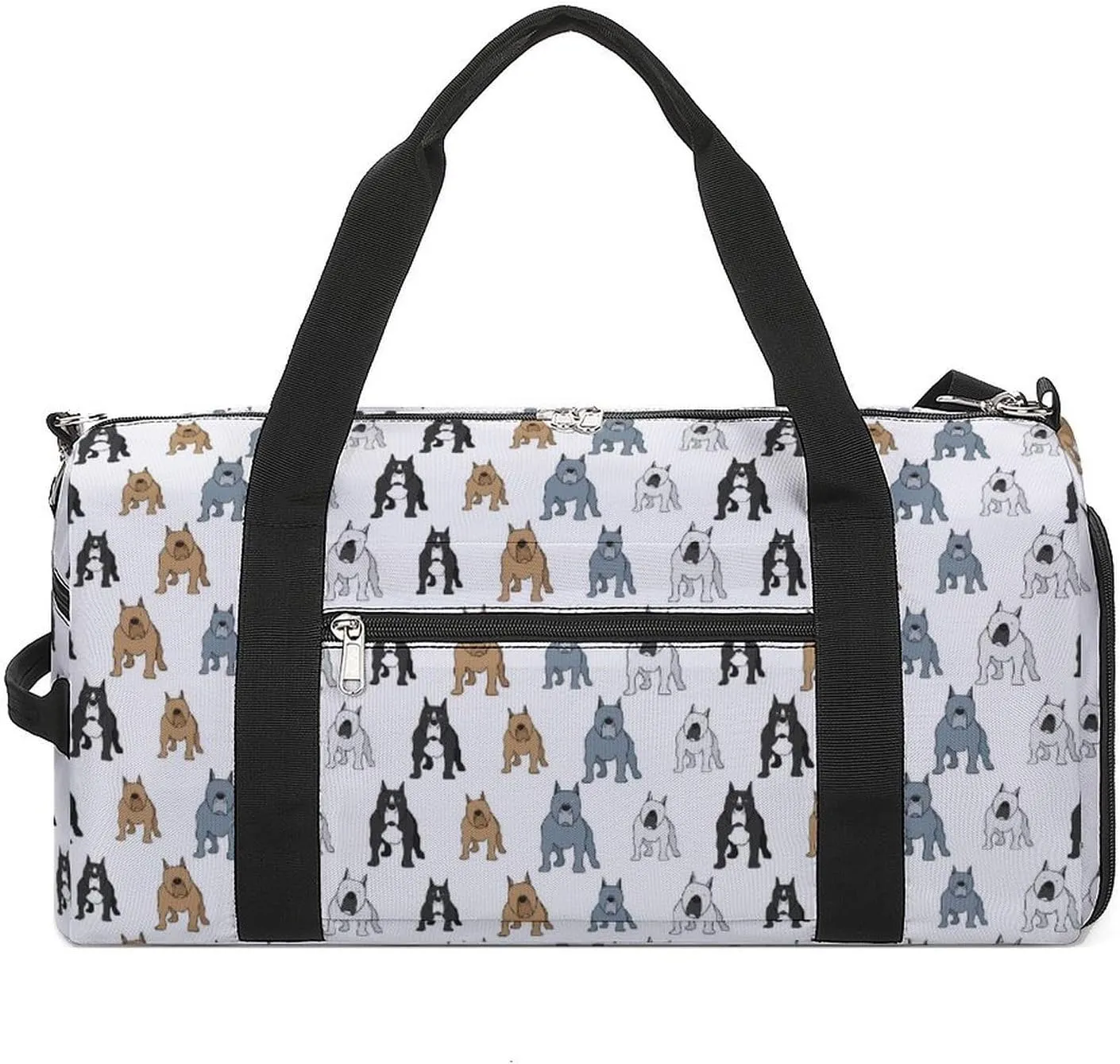 Pitbull Dog Icons Fitness Large Gym Bag for Unisex with Shoe Compartment & Wet Pocket