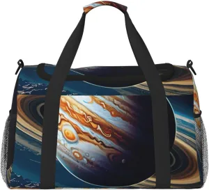 Planet Jupiter Print Travel Duffel Bag for Men & Women, Foldable Travel Bags and Spacious Weekender Tote Bag for Storage Toiletry Luggage Personal Item