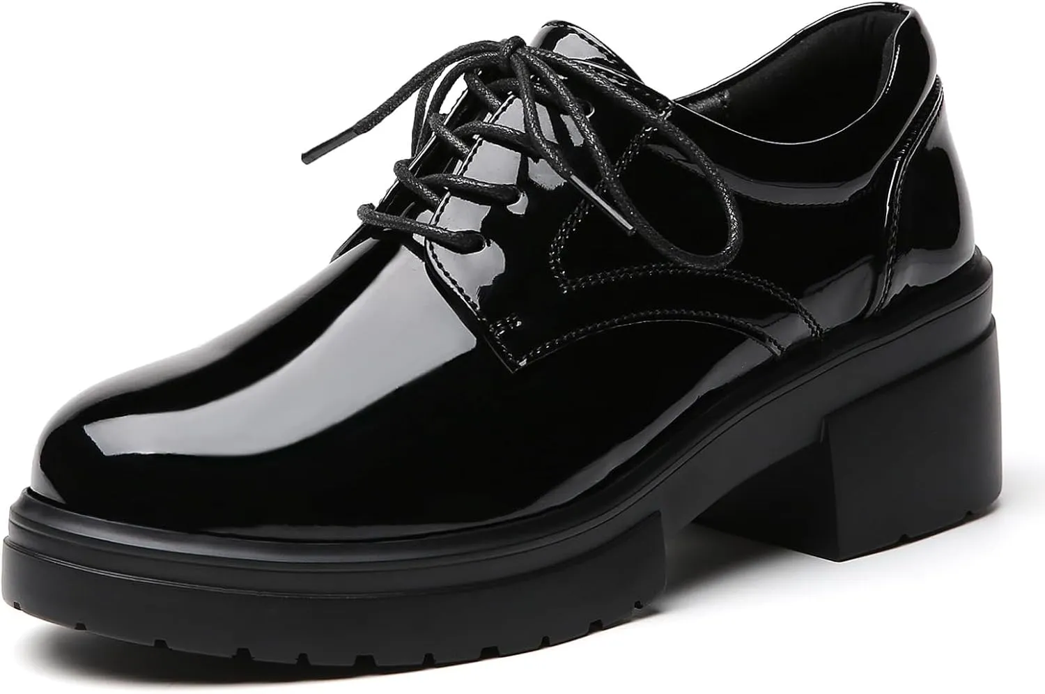 Platform Oxfords for Women Chunky Oxford Heels Women's Pumps Lace Up Shoes Office Work Ladies Casual Business Dress Shoes