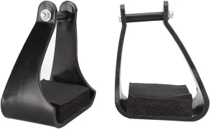 POM Plastic Stirrups for Western Horse Riding, Safety Saddle Trail with Black Cushioned Foam Foot Pad, Shock Absorbing Pads for Long Distance Riding, Angled Design for Comfort