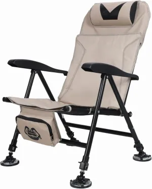 Portable Outdoor Recliners, Foldable Carbon Steel Construction Lounge Chairs - Height Adjustable (Backrest and Legs) Fishing Chair for Camping Leisure with Reclining Pillow & Removable Foam