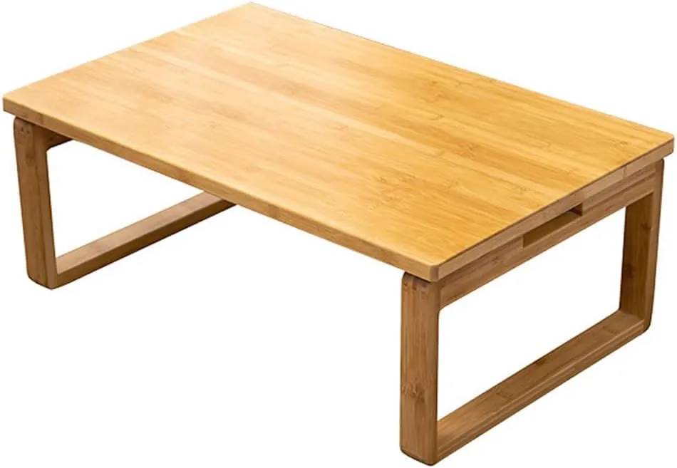 Portable Rectangle Foldable Coffee Table Japanese Tea Table, Bamboo Low Table for Sitting on The Floor, Dining Table, Tatami Table for Living Room Bedroom Meditation (Size:27.6*19.7*12.2in)
