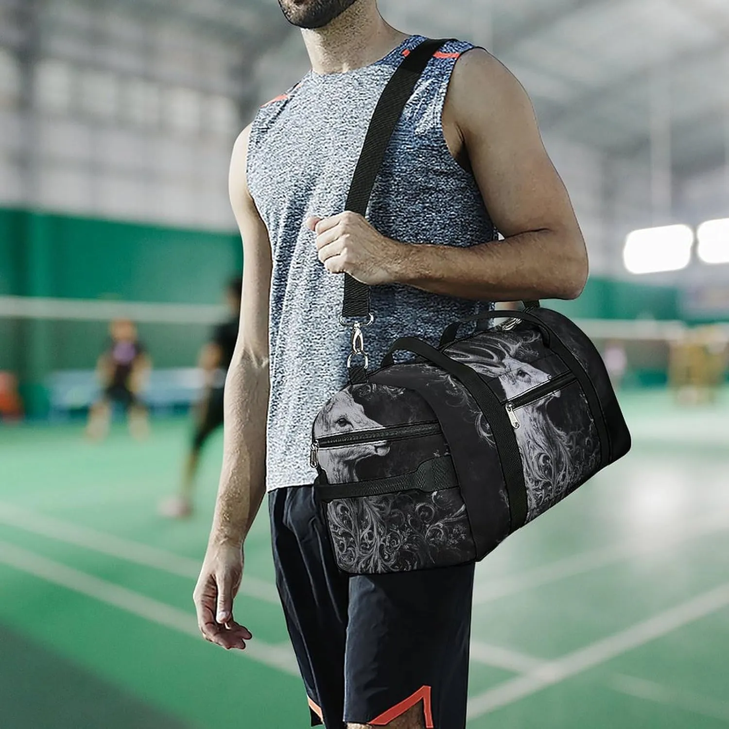 Portrait of Deer Fitness Large Gym Bag for Unisex with Shoe Compartment & Wet Pocket