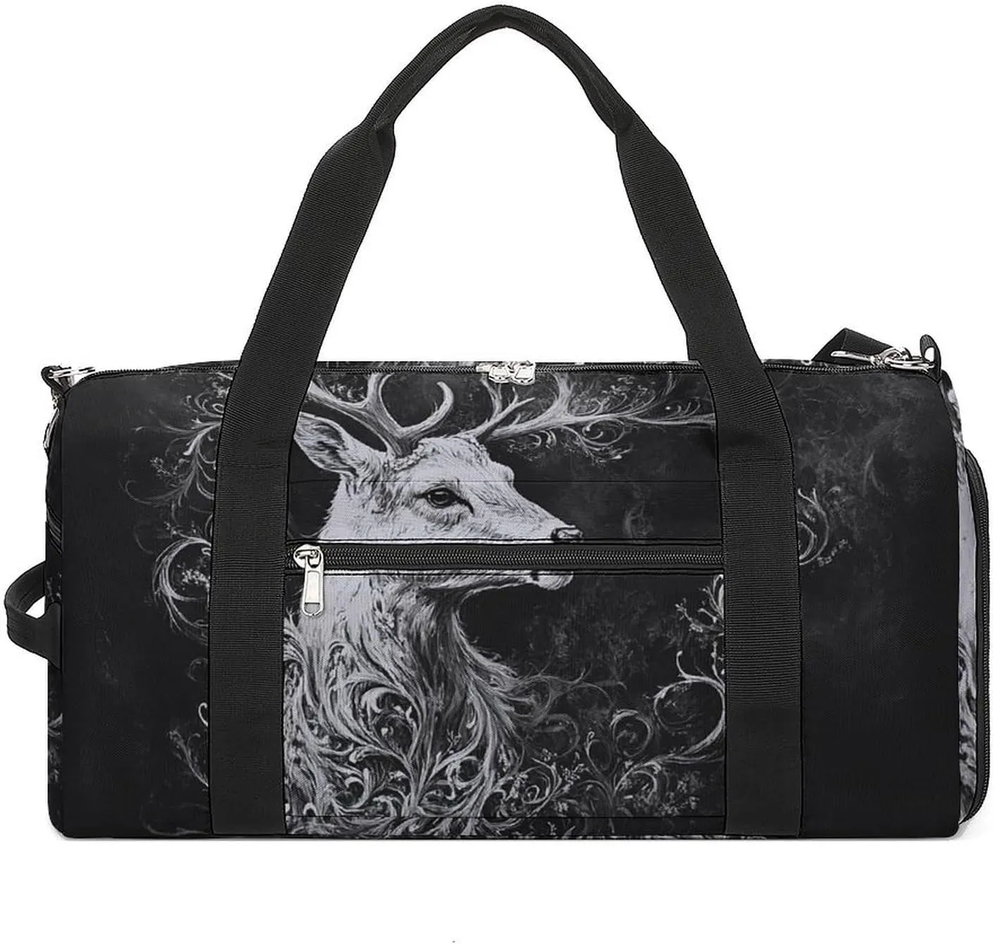 Portrait of Deer Fitness Large Gym Bag for Unisex with Shoe Compartment & Wet Pocket