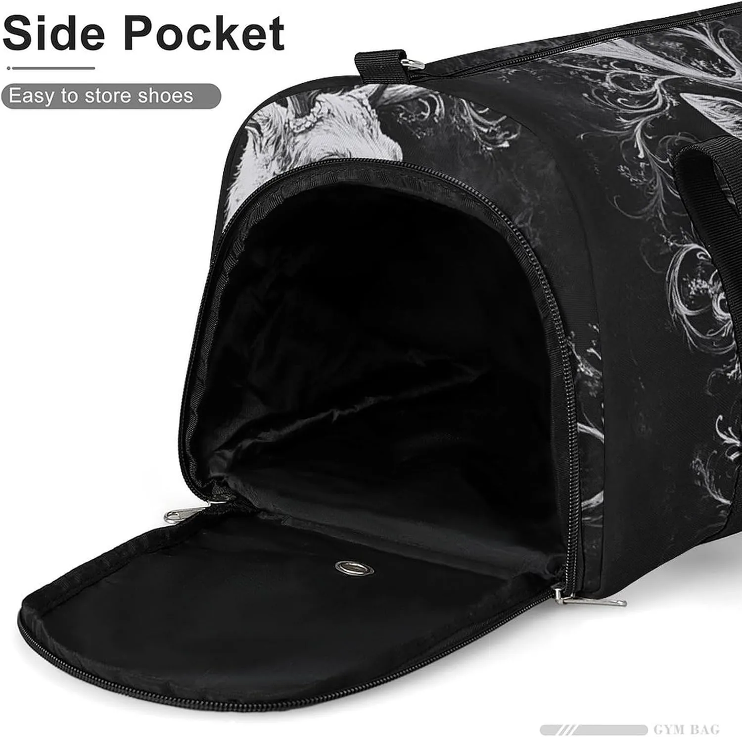 Portrait of Deer Fitness Large Gym Bag for Unisex with Shoe Compartment & Wet Pocket