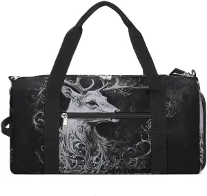 Portrait of Deer Fitness Large Gym Bag for Unisex with Shoe Compartment & Wet Pocket