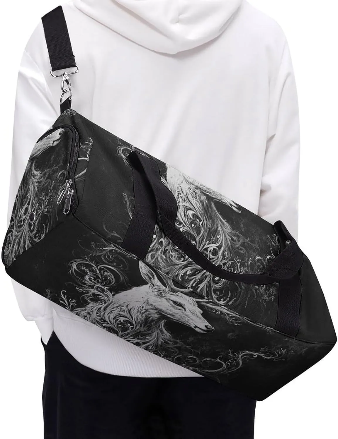 Portrait of Deer Fitness Large Gym Bag for Unisex with Shoe Compartment & Wet Pocket