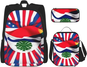Premium Costa Rica Flag Print 3-in-1 Backpack Set with Lunch Bag & Pencil Case Portable Bag Set