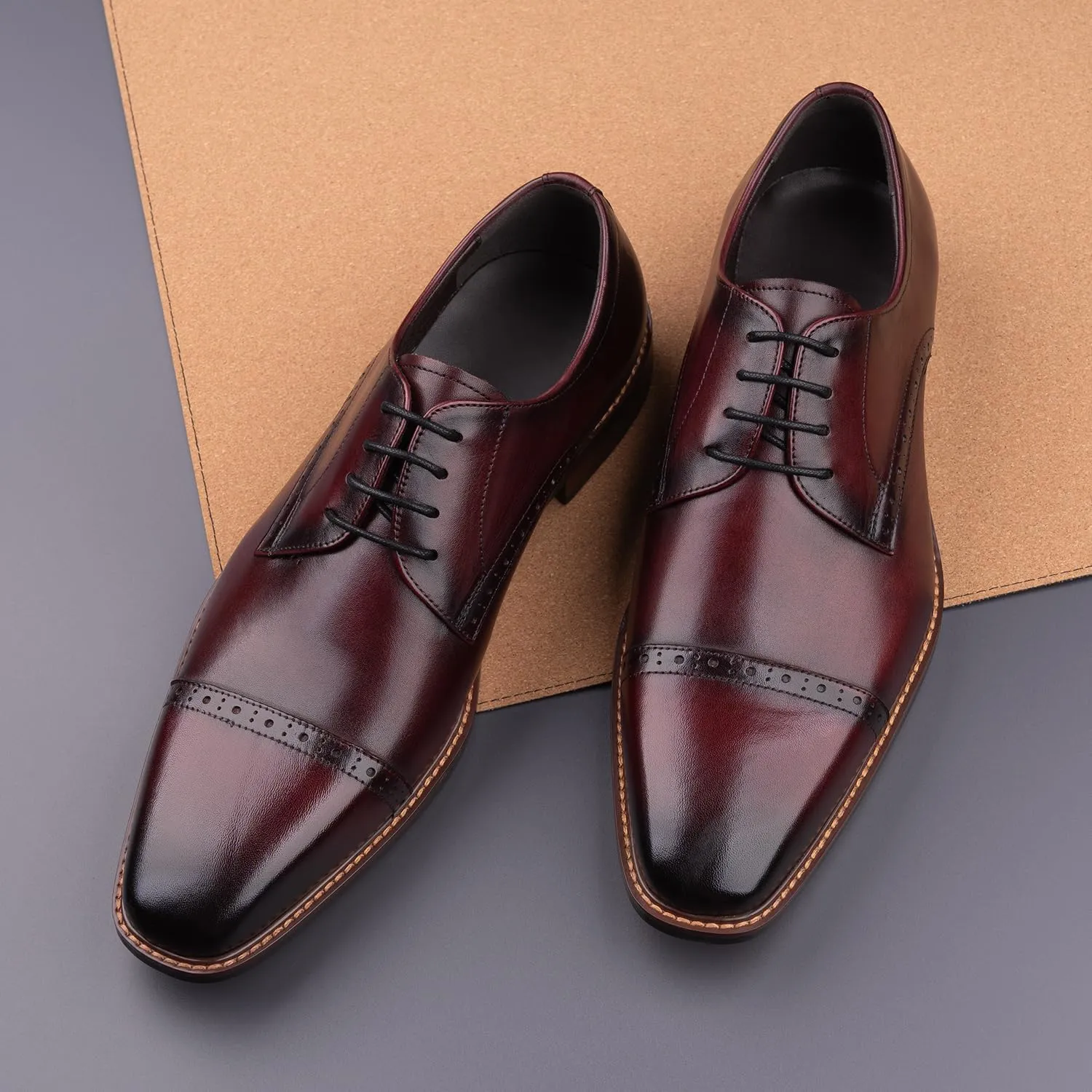 Premium Men's Genuine Leather Oxford Dress Shoes - Handcrafted Formal Business Lace-Up Shoes for Office & Professional Occasions