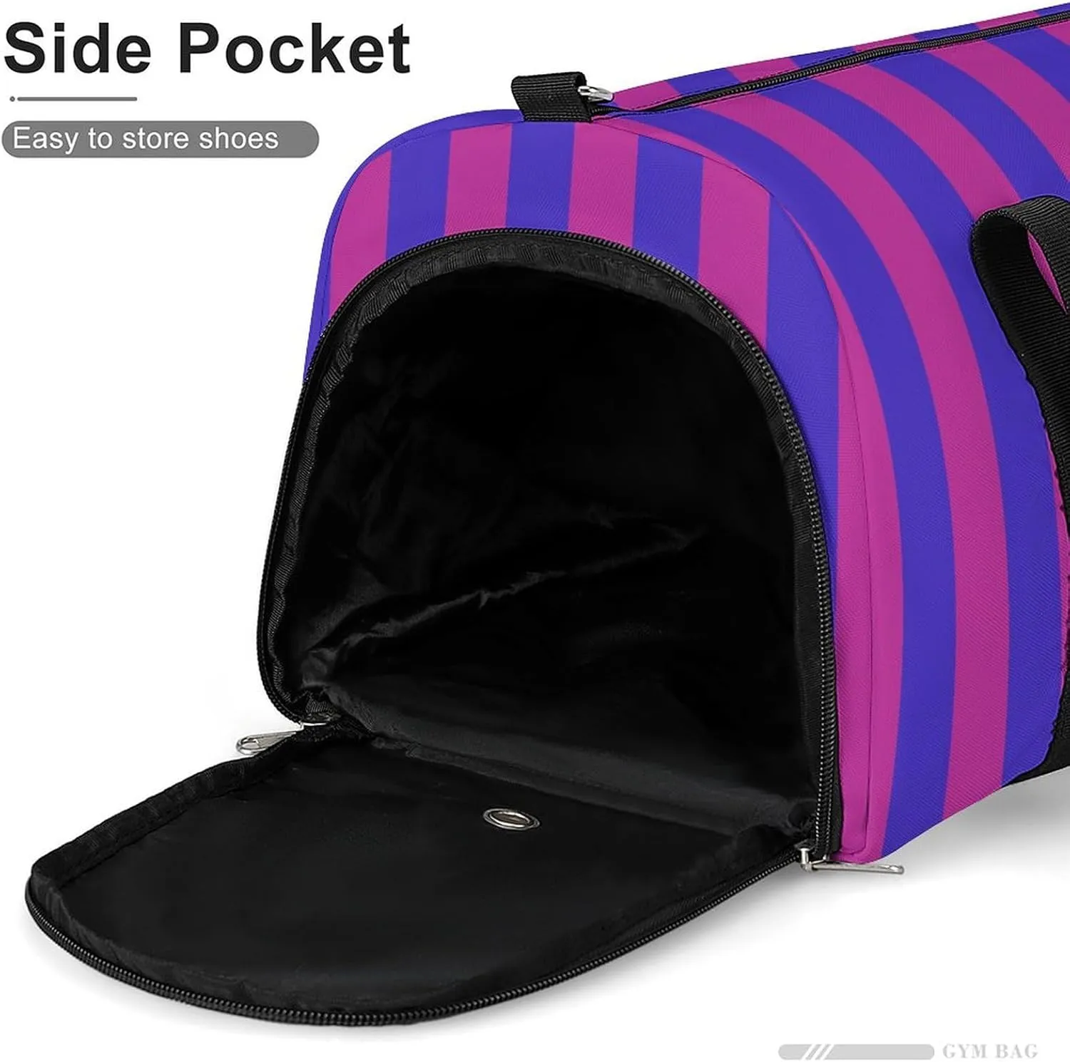 Purple And Blue Striped Fitness Large Gym Bag for Unisex with Shoe Compartment & Wet Pocket