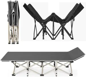Queen Folding Bed/Accompanying/Office Nap/Camp Bed, Cot for Camping, Steel Pipe, 600D Oxford Cloth, Ergonomics, Non-Slip Foot Pad, Portable Storage(66x176)