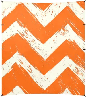 Retro Orange White Wave Lines Stripe Foldable Beach Tent UPF50  Water-Resistant Large Sun Shelter with Sand Pockets for Backyard and Camping