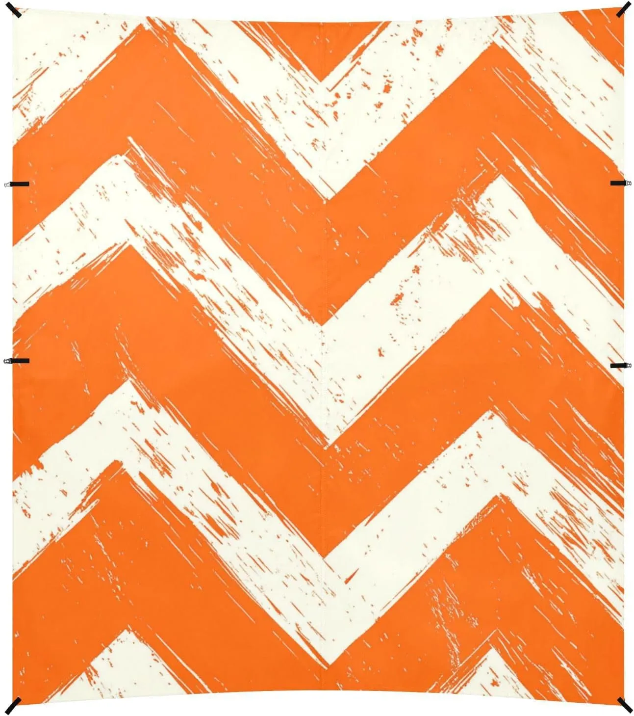 Retro Orange White Wave Lines Stripe Foldable Beach Tent UPF50  Water-Resistant Large Sun Shelter with Sand Pockets for Backyard and Camping