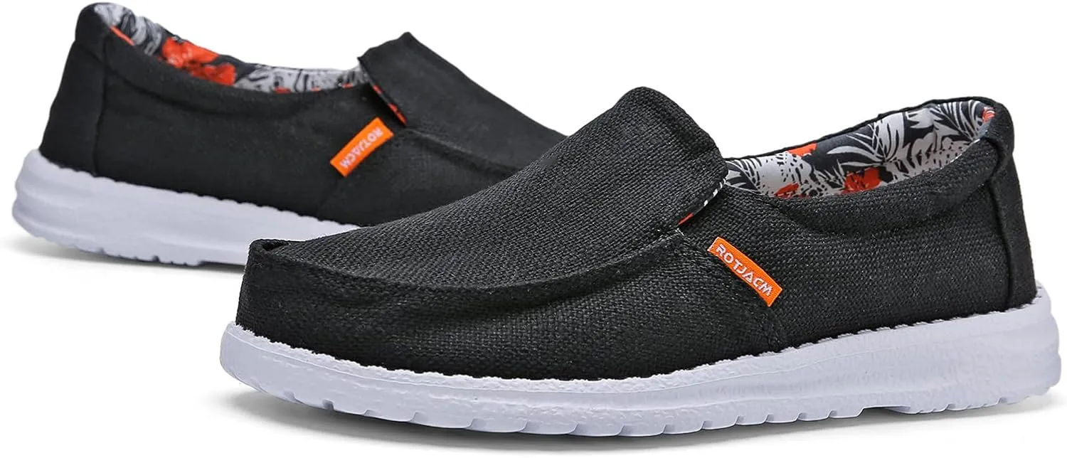 ROTJACM Women's Casual Comfortable Canvas Slip On Moc-Toe Loafers Blue US 5.5 to US 11