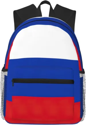 Russian Flag College Backpack For Women Men,Lightweight Travel Bag Backpack With Pockets