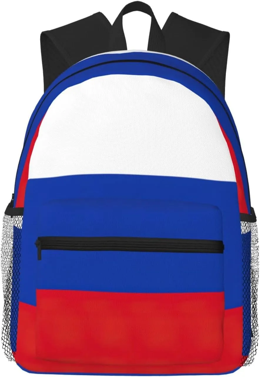 Russian Flag College Backpack For Women Men,Lightweight Travel Bag Backpack With Pockets