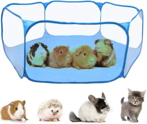 RYPET Guinea Pig Playpen - Breathable & Transparent Pet Playpen Pop Open Outdoor/Indoor Exercise Fence, Portable Yard Fence for Guinea Pig, Rabbits, Hamster, Chinchillas and Hedgehogs