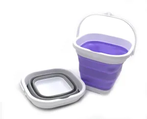 SAMMART Set of 2-2.6L (0.68 Gallon) Super Mini Sqare Collapsible Plastic Bucket - Foldable Square Tub - Portable Fishing Water Pail - Space Saving Outdoor Waterpot (2)