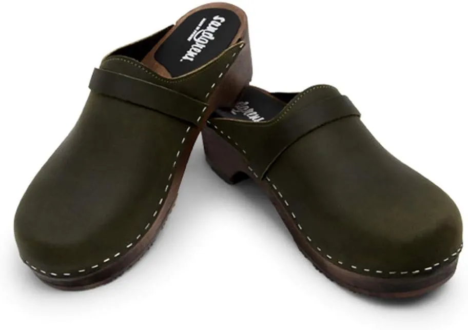 Sandgrens Handmade Swedish Wood Clogs for Men, Low Heel Mule | Malmö