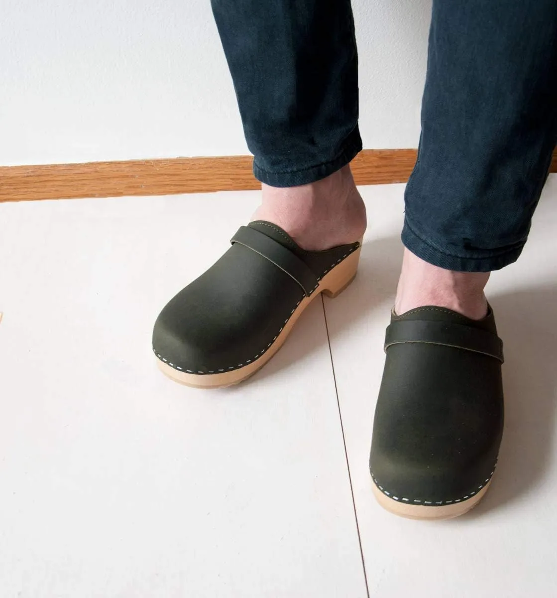 Sandgrens Handmade Swedish Wood Clogs for Men, Low Heel Mule | Malmö