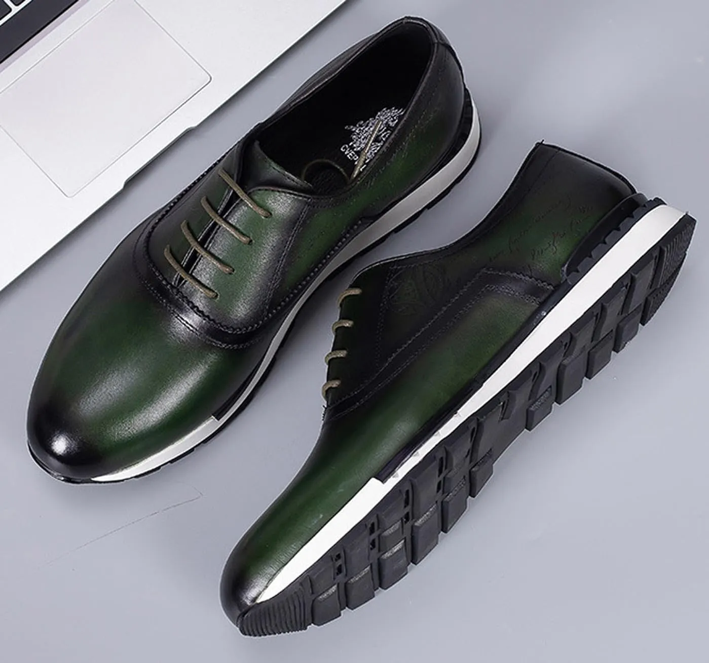 Santimon Men's Genuine Leather Wingtip Oxford Dress Shoes - Classic Brogue Business Formal Shoes for Wedding, Office- Comfortable Cushioned Insole