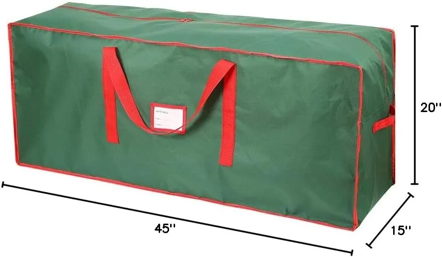 Sattiyrch Christmas Tree Storage Bag,Fits Up to 6 ft Tall Artificial Tree,Heavy Duty 600D Canvas Green Christmas Tree Storage Container with Sleek Dual Zipper and Durable Handles,45" x 15" x 20"