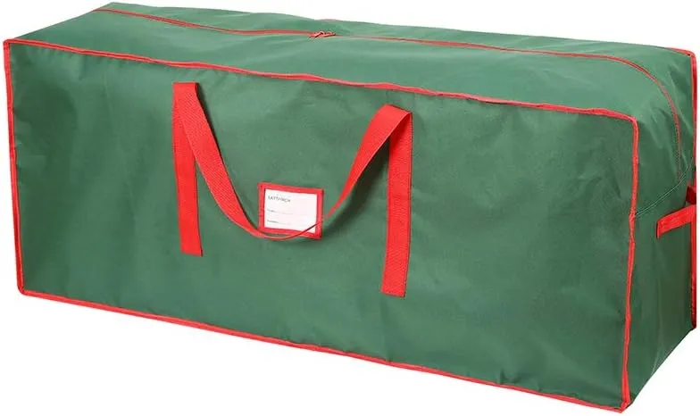 Sattiyrch Christmas Tree Storage Bag,Fits Up to 6 ft Tall Artificial Tree,Heavy Duty 600D Canvas Green Christmas Tree Storage Container with Sleek Dual Zipper and Durable Handles,45" x 15" x 20"
