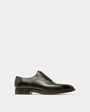 Scanio Leather Oxford Shoes In Black